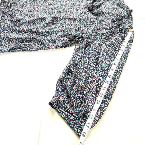 The Limited Black Multicolor Sheer Tie Front Three Quarter Length Sleeve - Picture 8 of 10